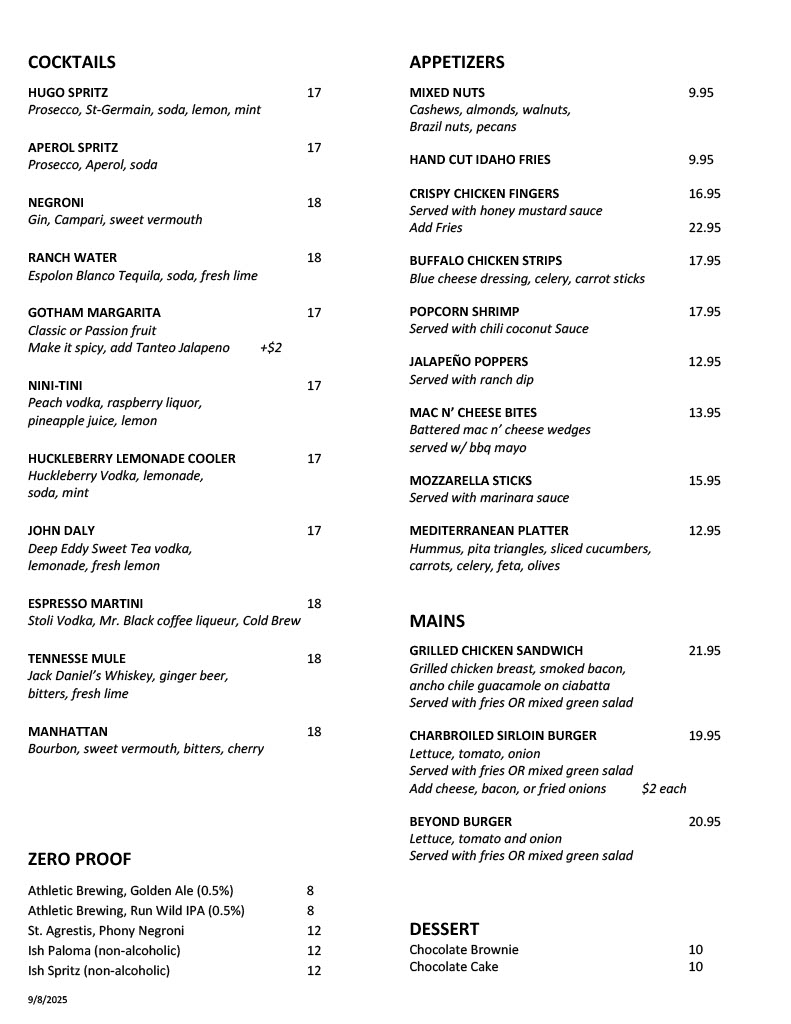 food menu